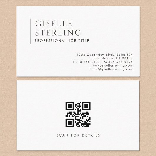 Carte De Visite Code QR professionnel simple moderne