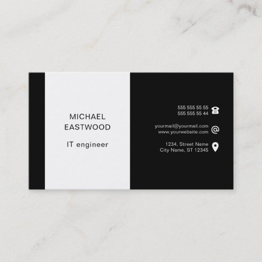 Carte De Visite Code QR professionnel simple noir (Devant)