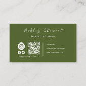 Carte De Visite Code Qr professionnel Social Media Moss Green (Devant)