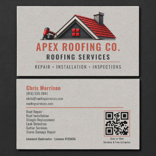 Carte De Visite Code QR Professionnel Toiture Couvreur