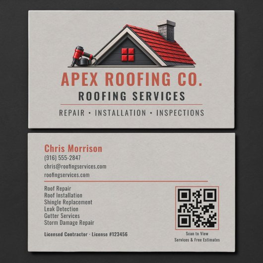 Carte De Visite Code QR Professionnel Toiture Couvreur