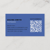 Carte De Visite Code QR professionnel Unique Prussien bleu Script (Dos)