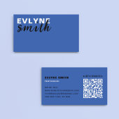 Carte De Visite Code QR professionnel Unique Prussien bleu Script
