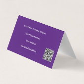 Carte De Visite Code QR professionnel violet blanc moderne couleur (Dos)