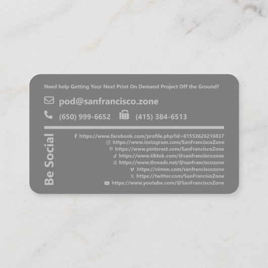 Carte De Visite Code QR promotionnel personnalisé Médias sociaux (Dos)