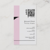 Carte De Visite Code Qr public Noir moderne (Dos)