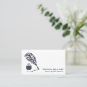 Carte De Visite Code QR Quill Nota Mobile White Navy (Debout devant)