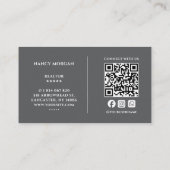 Carte De Visite Code QR Realtor Gris Foncé (Dos)