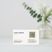 Carte De Visite Code QR Réseau Moderne Noir Jaune Blanc (Debout devant)