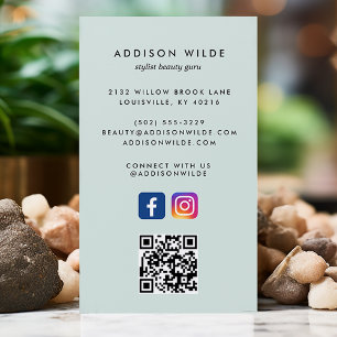 Carte De Visite Code QR Réseaux Sociaux Facebook Instagram Menthe 