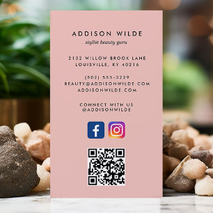 Carte De Visite Code QR Réseaux Sociaux Instagram Facebook Rose Co