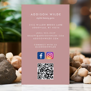 Carte De Visite Code QR Réseaux Sociaux Instagram Facebook Rose Po