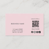 Carte De Visite Code QR Réseaux Sociaux Logo Simple Rose (Dos)