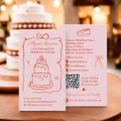 Carte De Visite Code qr rétro rouge français Scribbles gâteau déco