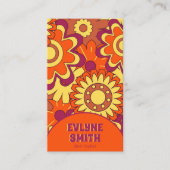 Carte De Visite Code QR rétro Super Floral tendance Boho Bold (Devant)