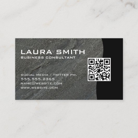 Carte De Visite Code QR / Roche gris foncé (Devant)
