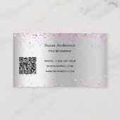 Carte De Visite Code QR rose argent (Dos)