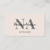 Carte De Visite Code QR Rose Blush Esthétique Luxe Monogramme (Devant)