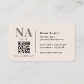 Carte De Visite Code QR Rose Blush Esthétique Luxe Monogramme (Dos)