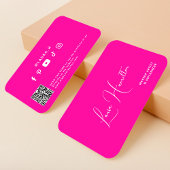 Carte De Visite Code QR rose chaud influenceuse beauté moderne 
