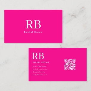 Carte De Visite Code QR rose chaud simple