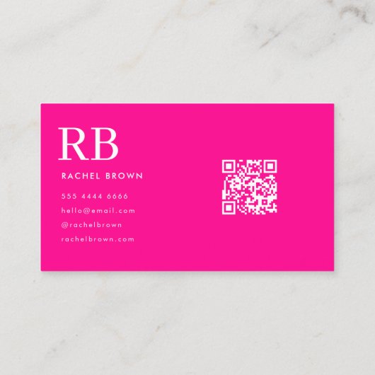 Carte De Visite Code QR rose chaud simple (Dos)