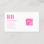 Carte De Visite Code QR rose chaud simple (Dos)