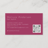 Carte De Visite Code QR rose chic (Dos)