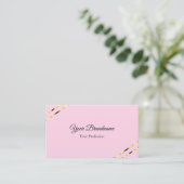 Carte De Visite Code QR rose clair et chaud avec lignes dorées (Debout devant)