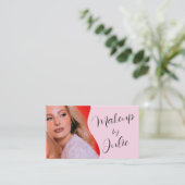Carte De Visite Code QR rose clair, icône sociale et maquillage ph (Debout devant)