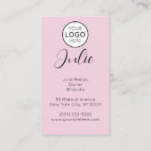 Carte De Visite Code QR rose clair, logo et maquillage photo (Dos)