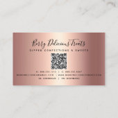 Carte De Visite Code QR Rose de fraise Gold Confection de goutte N (Dos)