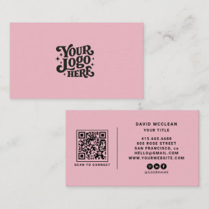 Carte De Visite Code QR rose de médias sociaux avec logo personnal