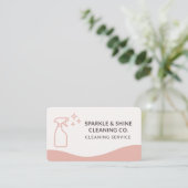 Carte De Visite Code QR Rose de Nettoyage de Maison (Debout devant)