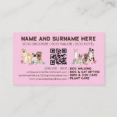 Carte De Visite Code QR rose élégant Chien toilettant (Dos)