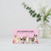 Carte De Visite Code QR rose élégant Chien toilettant (Debout devant)