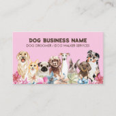 Carte De Visite Code QR rose élégant Chien toilettant (Devant)