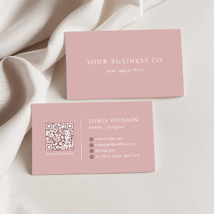 Carte De Visite Code QR Rose Élégant Minimaliste Moderne