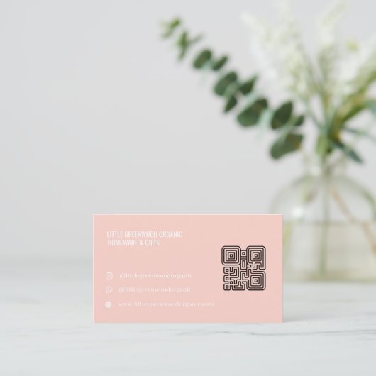 Carte de visite Code QR | Rose Féminin Moderne (Debout devant)
