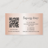 Carte De Visite Code QR | Rose Gold Grey Floral Mandala (Dos)