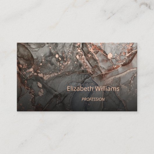 Carte De Visite Code QR rose Gold Grey Ink Marble Scan (Devant)