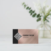 Carte De Visite Code QR Rose Gold Moderne (Debout devant)