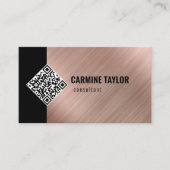Carte De Visite Code QR Rose Gold Moderne (Devant)