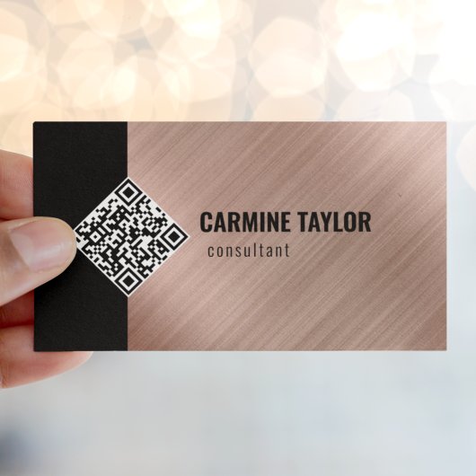 Carte De Visite Code QR Rose Gold Moderne