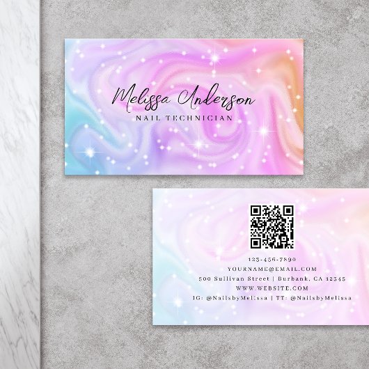Carte De Visite Code QR rose Luxe