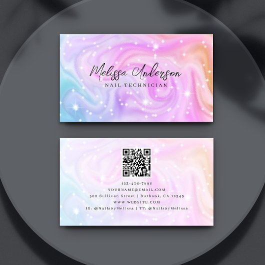 Carte De Visite Code QR rose Luxe
