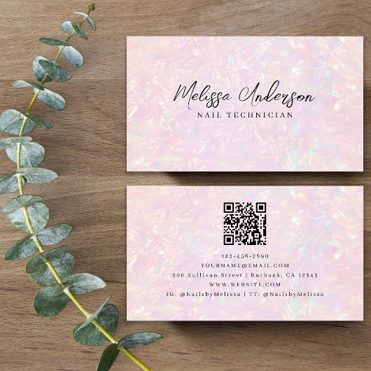 Carte De Visite Code QR rose Luxe