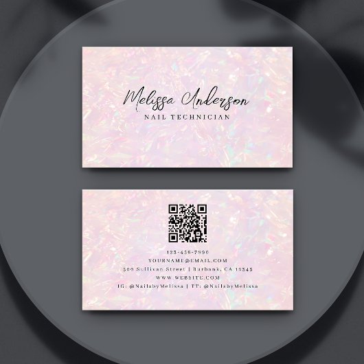 Carte De Visite Code QR rose Luxe