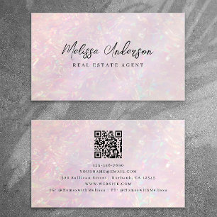 Carte De Visite Code QR rose Luxe