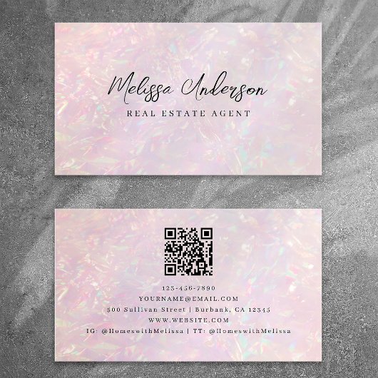 Carte De Visite Code QR rose Luxe